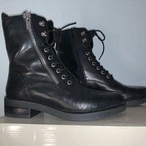 Black leather boots